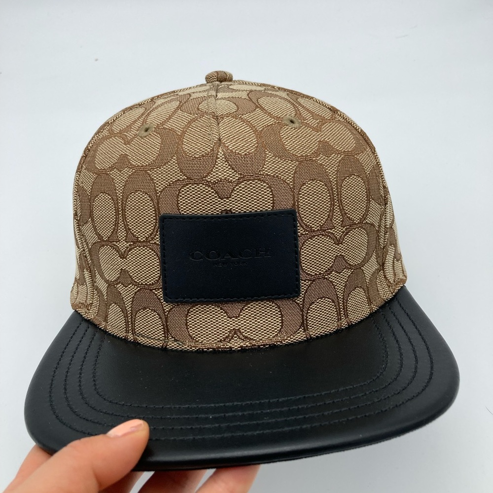 NWT COACH SIGNATURE FLAT BRIM KHAKI HAT - Picture 4 of 10